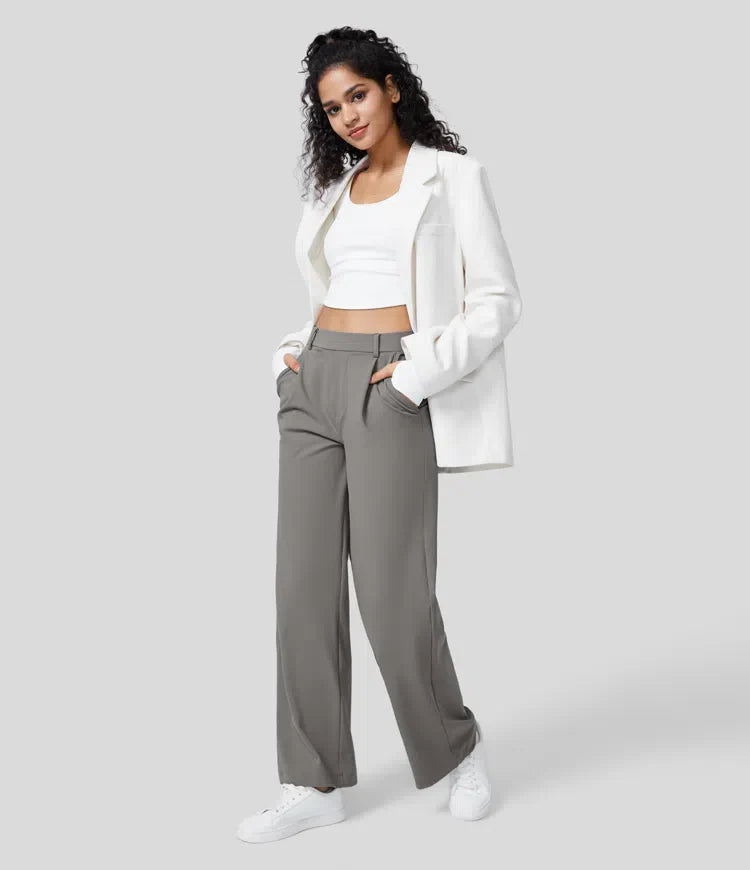 Vastara - Hoge Taille Pantalon met Zijzakken