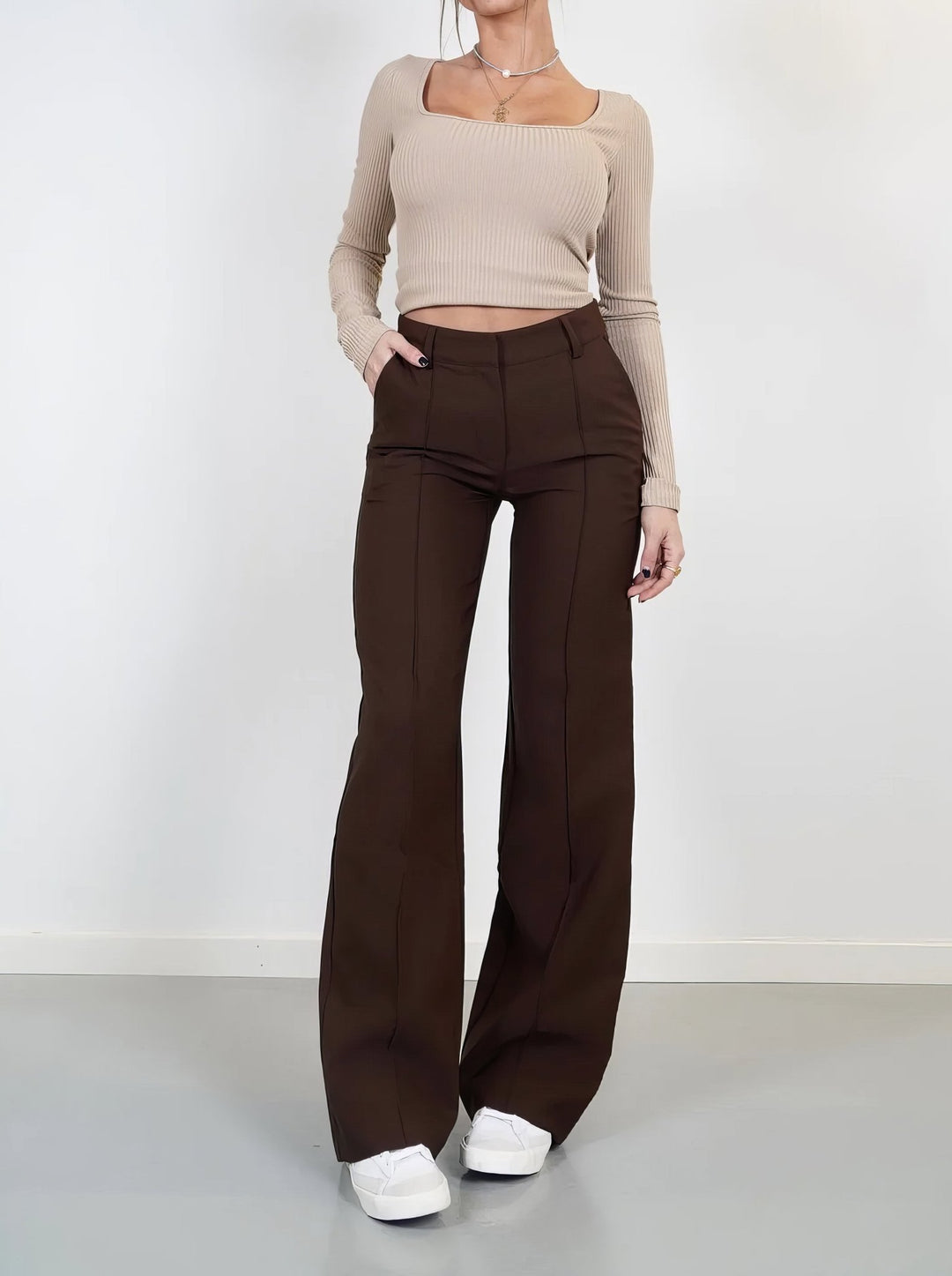Comfortabele Wijde Hoge Taille Broek