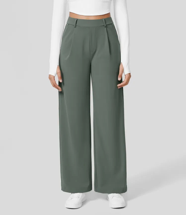 Vastara - Hoge Taille Pantalon met Zijzakken