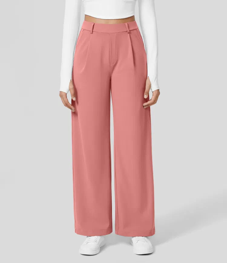 Vastara - Hoge Taille Pantalon met Zijzakken