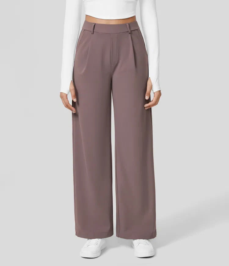 Vastara - Hoge Taille Pantalon met Zijzakken