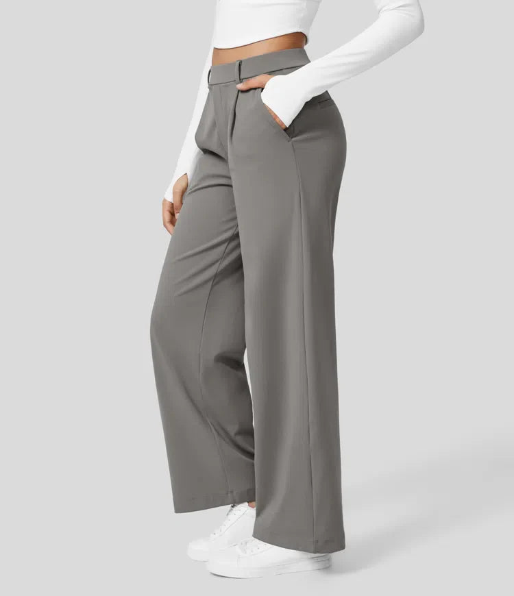 Vastara - Hoge Taille Pantalon met Zijzakken