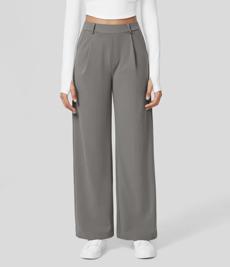 Vastara - Hoge Taille Pantalon met Zijzakken