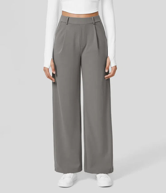 Vastara - Hoge Taille Pantalon met Zijzakken