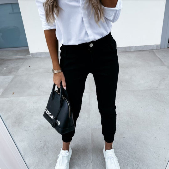 Casual broek met hoge taille