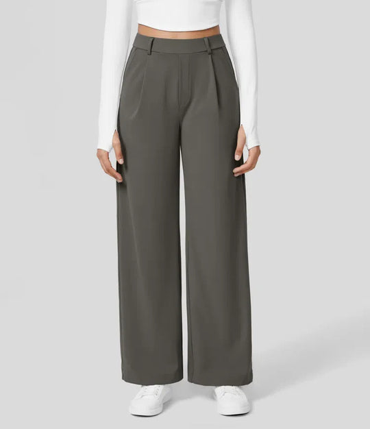 Vastara - Hoge Taille Pantalon met Zijzakken