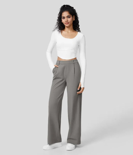 Vastara - Hoge Taille Pantalon met Zijzakken