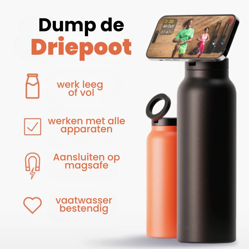 Magnetische Waterfles met Telefoonhouder