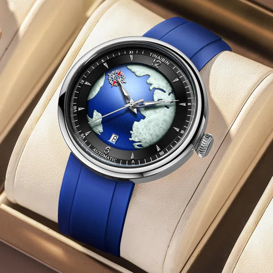 Mechanisch horloge met draaiende aarde
