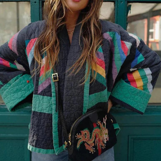 Mosaic Gestikte Kimono Jas