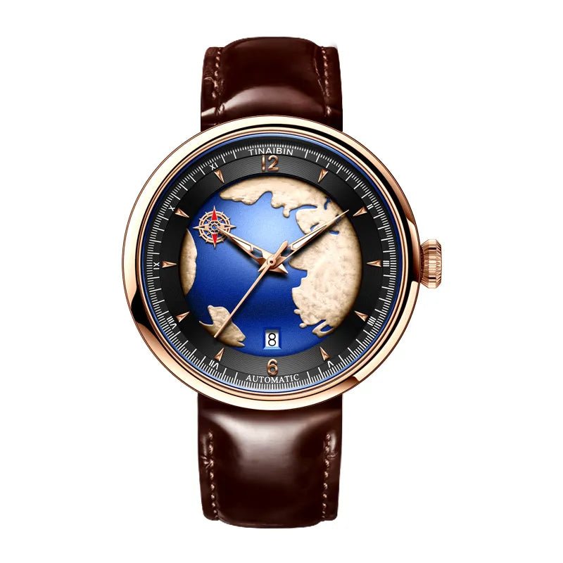 Mechanisch horloge met draaiende aarde