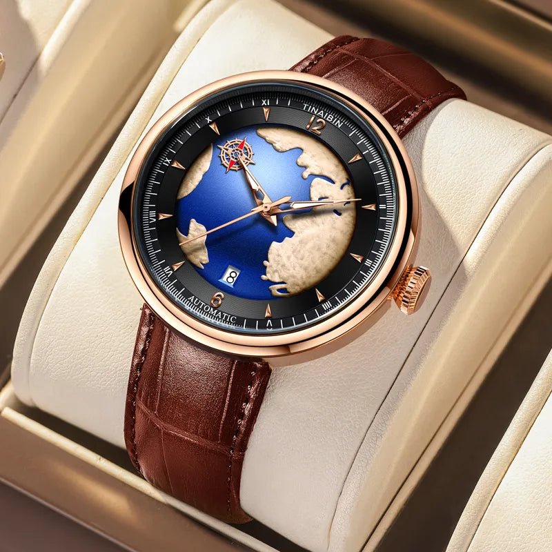Mechanisch horloge met draaiende aarde